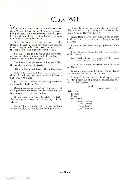 SKCS Yearbook 194720 South Kortright Central School Almedian